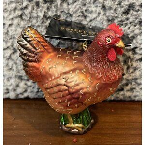 Robert Stanley Brown Chicken Hen Glass Christmas Holiday Tree Ornament NEW‎ Farm